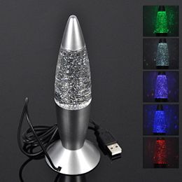 Night Lights 1pc 3D Rocket Multi Colour Changing Lava Lamp RGB LED Glitter Party Mood Light Christmas Gift Bedside
