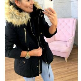 Women's Jackets 2022 Wo Fashion Plus Size Thick Winter Warm Uniform Hooded Jacket Casual Fur Coat Outwear Overcoat N16