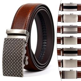 Belts Brand Simple Casual Men's Leather Belt Designer Luxury Cowhide Ratchet High Quality Alloy Automatic BuckleBelts Forb22