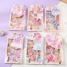 Gift Wrap 4PCS/Bag Japanese Cartoon Girls Die Cut PET Stickers DIY For Scrapbooking Po Journal Phone Case Waterproof LabelGift GiftGift