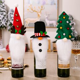 Christmas Wine Bottle Cover Faceless Forest Old Man Hat Decorations Party Dinner Table Xmas Decor C93650