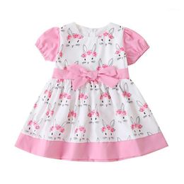 Girl's Dresses Pudcoco 1-6 Years Kids Baby Girls 2022 Easter Dress Print Sweet Lovely Short Sleeve For Children