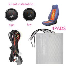 Car Seat Covers Seats 4 Pads Universal Carbon Fiber Heated Heater 12V Round High Low Gear Switch Winter Warmer CoversCar