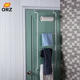 ORZ Metal 4Layer Storage Holder Rack Trapezoidal Hanging Over Door Racks Bathroom Shelves Clothes Organizer Shelf Y200429