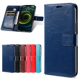 Retro Crazy Horse Wallet PU Leather Flip Phone Cases for Samsung Galaxy S10 S20 S21 S22 A12 A13 A23 A32 A52 A72 A33 A53 A73 5G TPU in Inner