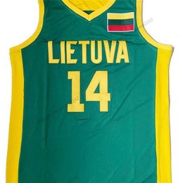 Nikivip Custom Retro Jonas Valanciunas #14 Lithuania Lietuva Team Basketball Jersey Stitched Green Size S-4XL Any Name Number Top Quality Jerseys