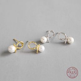 -Gestüt Sterling Silber Französisch Einfache Perle Geometrische Linie Ohrringe Frauen Charme sexy Party Hochzeit Schmuck Geschenkstud