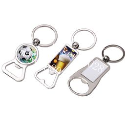 Sublimation Blank Bottle Opener Keychain DIY Heat Transfer Metal Keychain Corkscrew Luggage Decoration Keyring