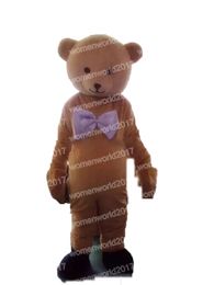 Halloween bow bear Mascot Costume High Quality Cartoon Character Outfits Suit Unisex Adults Outfit Christmas Carnival fancy dress