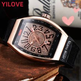 Mens Black Brown Genuine Leather Strap Watch Quartz Imported Movement Clock Sapphire Mirror Waterproof Sports Fashion Diamonds Calendar Gift Wristwatches