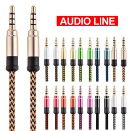 New 3.5mm Braided Audio Cable 10 Colours Male To Male Nylon Recording Car Multi-Spec Gold-Plated Aux Plug