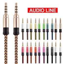 Nuovo cavo audio intrecciato da 3,5 mm 10 colori da maschio a maschio in nylon per auto di registrazione multi-spec placcato in oro Aux Plug