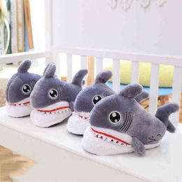 Women Slippers Shark Cartoon Warm Cotton Lovers' Lovely Women's Household Thick Soled Wool 0718