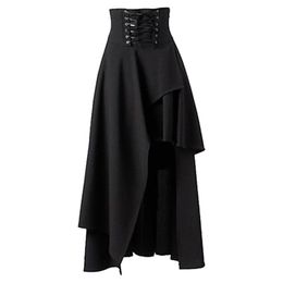 Skirts Long Skirt Women Fashion Lolita Strap Black Gothic Female High Waist Irregular Steampunk Party 2XL