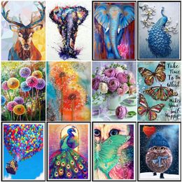 Sublimation 5D Diamond Painting Kit Peacock Elephant Animal Mosaic DIY Dandelion Diamond Embroidery Rhinestone Home Decoration