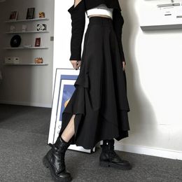 Skirts Casual Vintage Victorian Skirt Women Black High Street Korean Gothic Y2k Female Long Chic Irregular Fashion Party ClothesSkirts