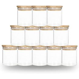 DIY Sublimation 6oz Tumbler Glass Can With Bamboo Lid Candle Jar Food Storage Container Clear Frosted Home Kitchen Supplies Portable