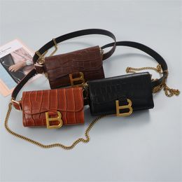 Purse Large capacity golden letter stone pattern can hold mobile phone waist bag version belt chain Single Shoulder Messenger Bag female