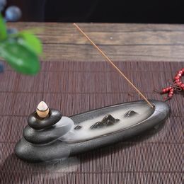 Fragrance Lamps Backflow Incense Burner Ornaments Sandalwood Agarwood Zen Indoor Boat Shape Mountain Flowing Water Censer CraftFragrance Lam