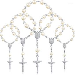 Charm Bracelets 30Pcs Baptism Rosary Beads Finger Rosaries Faux Pearls For Favours Christening Communion FavorsCharm Inte22