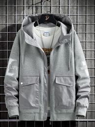 Men's Hoodies & Sweatshirts Spring Men's Zip Up Hoodie Jacket Streetwear Black Grey Casual Hooded Male Plus Size Fashion Letter HoodiesM