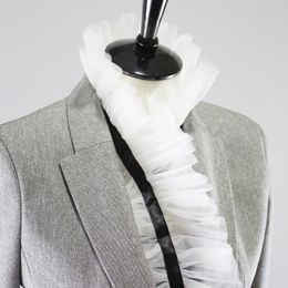 detachable lace collars UK - Bow Ties Women Men Vintage Decorative Ruffled Jabot False Fake Collar Lace-Up Ribbon Adjustable Multi-Purpose Detachable Victorian Shirt
