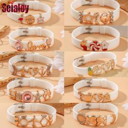 Charm Bracelets White Quality Elastic Silicone Belt For Boys Girls Gold Christmas Adjustable Strap Bangle Kids Year GiftsCharm Inte22