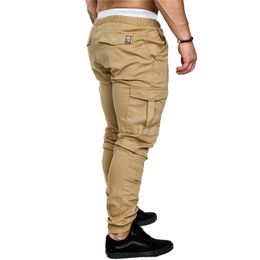 Men Casual Cargo Pants Autumn Male Jogger Trousers Solid Fitness Multi-pocket Men's Sportswear Military Tactical Sweatpants 201128