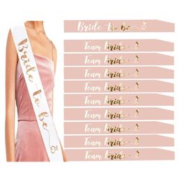 gifts for bride on bachelorette party Canada - Combination Bachelorette Party Sash Bride To Be Sash and Team Bride for Wedding Bridesmaid Gift Bridal Shower Decor321K