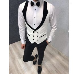 White Double Breasted Fashion Wedding Vests Men's Waistcoat Slim Fit Groom Business Suit Vest Mens Formal Party Guin22