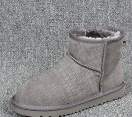 2022 Hot AUS Novel 5854 Damen Kurze Schneestiefel Malerei Graffiti Warmhalten Stiefel Schaffell Rindsleder Echtes Leder Wasserdichte Plüschstiefel