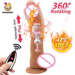Wireless Dildo with Telescopic Rotating for Female Masturbation Vagina Anal Massage Heating G-spot Vibrator Penis sexy Toys Women