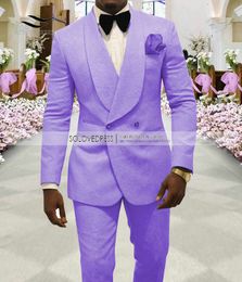 Men's Suits & Blazers 2 Pieces Men's Suit Lavender Casual Floral Blazer Prom Pur 220823