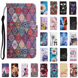 Flip Wallet Leather Cases for iphone 13 pro max 12 mini 11 XR 6G 7G 8G Cartoon Butterfly cat fish skull marble Stand strap Card Slot Cover