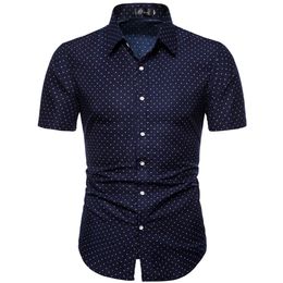 Designer M-5XL Dot-Print Business Casual Shirts for Summer Short Sleeve Regular Large Size Formal Clothing Mens Office Button Up