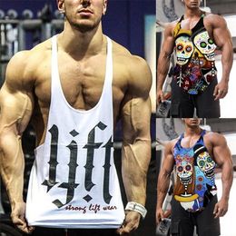 Mens Tank Top Sleeveless Shirts Summer Fitness Clothing Men Gym Tanks Tops Fashion Summer Letter Print Shirts Vest 220527