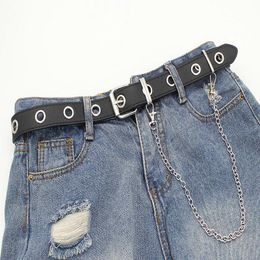 Belts Women Ladies Silver Chain PU Waist Belt Girls Korean Fashion Air Hole Hip Hop Punk Designer BeltBelts