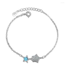 Charm Bracelets Latest 925 Sterling Silver Bracelet Female Jewelry Cubic Zirconia Blue Star For Women Party Accessories Gift Kent22