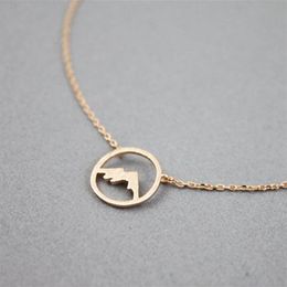 gold range UK - Rose Gold Range Mountain Necklace Women Simple Jewelry Bridesmaid Gift Stainless Steel Choker Circle Pendant Collare Femme 2020279g