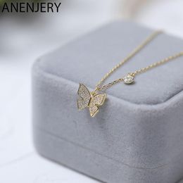 Pendant Necklaces Silver Colour Butterfly Necklace For Women Clavicle Chain Shiny Zircon Charm Jewellery GiftsPendant