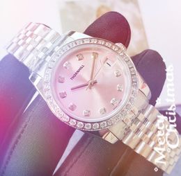 Popular Small Silver Pink Color Diamonds Ring Women Watch 31MM Mechanical Automatic Precision Movement 904L Stainless Steel Self-wind Classic Wristwatches Table