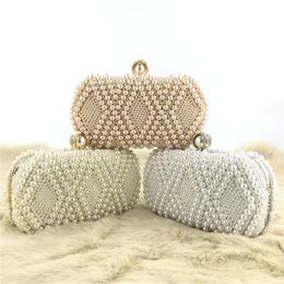 Evening Bags White/ivory Pearl Women's Handbags Day Clutches Small Handbag Bride Bridesmaids Party Bag With Handle Chain Shoulder BagEve