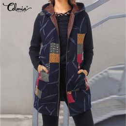 Celmia Women Fluffy Coats Gilet 2019 Winter Ladies Warm Hooded Sleeveless Print Casual Pockets Loose Windbreaker Outwear 7 T200114