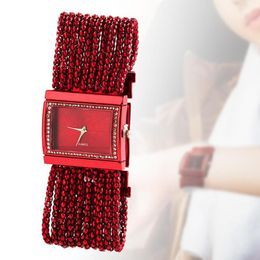 Wristwatches Women's Watches Multi-Layer Bead Chain Rhinestone Inlaid Alloy Stylish Women Quartz Bracelet Watch Wristwatch Gift Reloj Mu