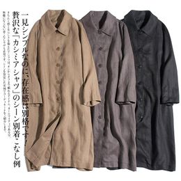Women's Trench Coats Spring Autumn Women All-match Loose Plus Size Japanese Style Mori Girls Brief Comfortable Breathable 9 Linen TrenchWome