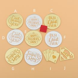 Wholesale Party Decoration Disc Mirror Acrylic Glitter Dad Cupcake Picks Theme Decorations Supplies Round Cake Topper Discs KD1