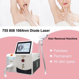 Diode Laser Hair Removal Portable Machine 755nm 808nm 1064nm 3 Wavelength Beauty Salon Equipment Permanent Painless Hair Remover Skin Rejuvenation Device On Sale