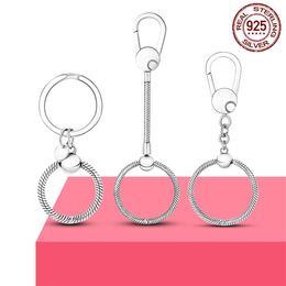 silver making UK - Simple 925 Sterling Silver Moment Key Ring Small Bag Charm Holder Fit Pandora Charm For Women Jewelry Making Gift257E