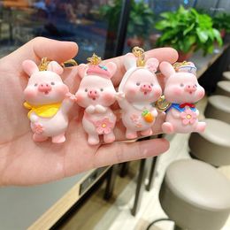 Keychains Sakura Pig Key Keychain For Leather Bags Lanyard Office 2022 Ring Mobile Phone Pendant Jewellery Accessories WholesaleKeychains Fier