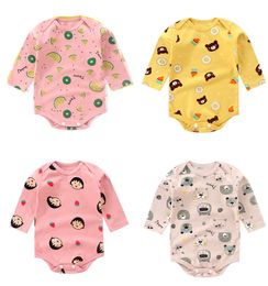 Baby Cartoon Print Rompers Long Sleeve Jumpsuit Newborn Romper Spring And Autumn Cotton Jumpsuits Baby Clothes M4141